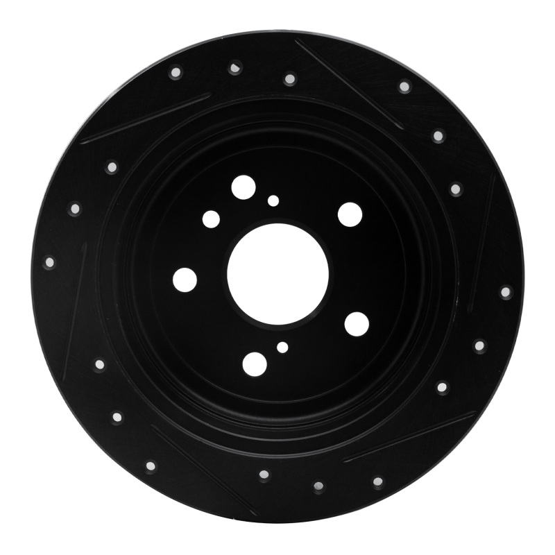 Lexus RX350 Brake Rotor (1) - Rear Left - R1 Concepts - Drilled & Slotted - Black - `04-`09